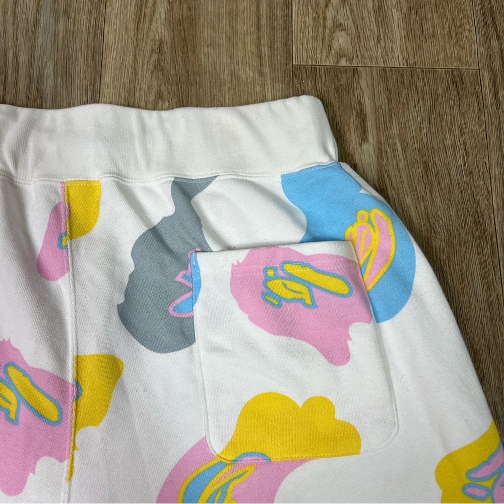 Bape XL Shorts Wide Cotton Candy Camo White Sweat Shorts large - Picture 8 of 12